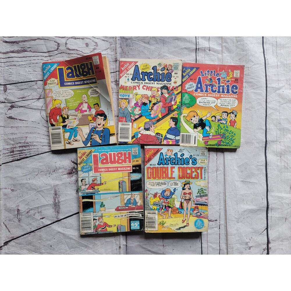 Archie Double Digest Comic Lot Of 5 80s READ
